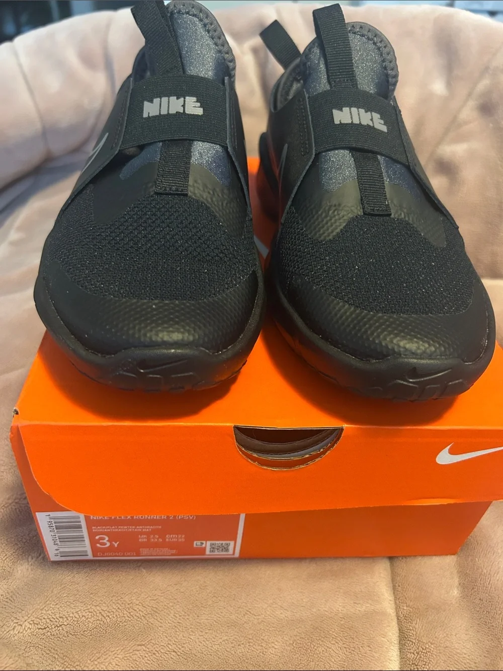 Nike Boy’s Black Slip-On Athletic Shoes with Strap